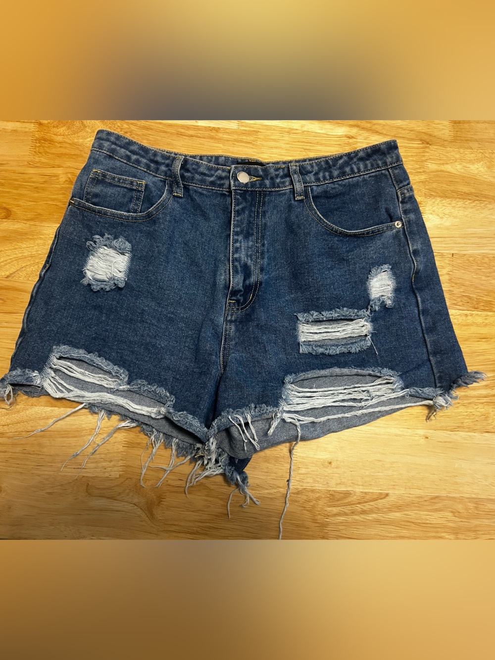 Pretty Little Thing Distressed Jean Shorts US 10